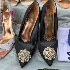 Ted Baker black jeweled pumps